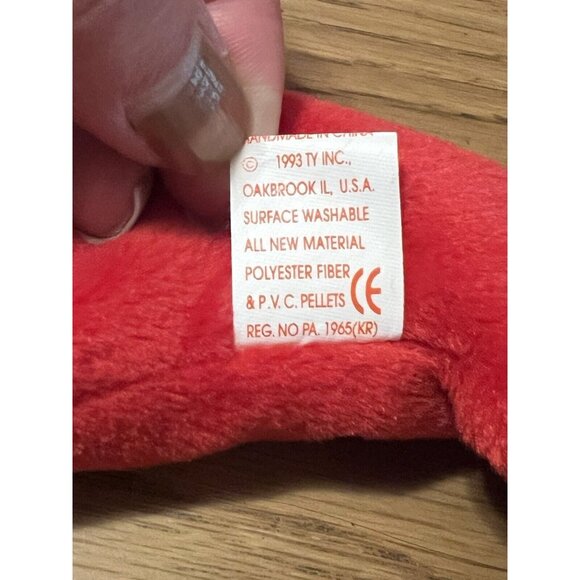 1993 Ty Beanie Baby " Pinchers " The Lobster PVC Pellets Retired Great Condition - Picture 9 of 11